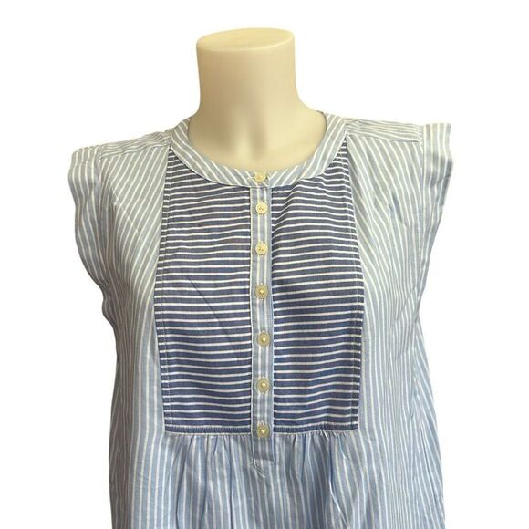 LOFT Striped blue White Henley Shift Dress Preppy Nautical size‎ Small Lined - Picture 2 of 9